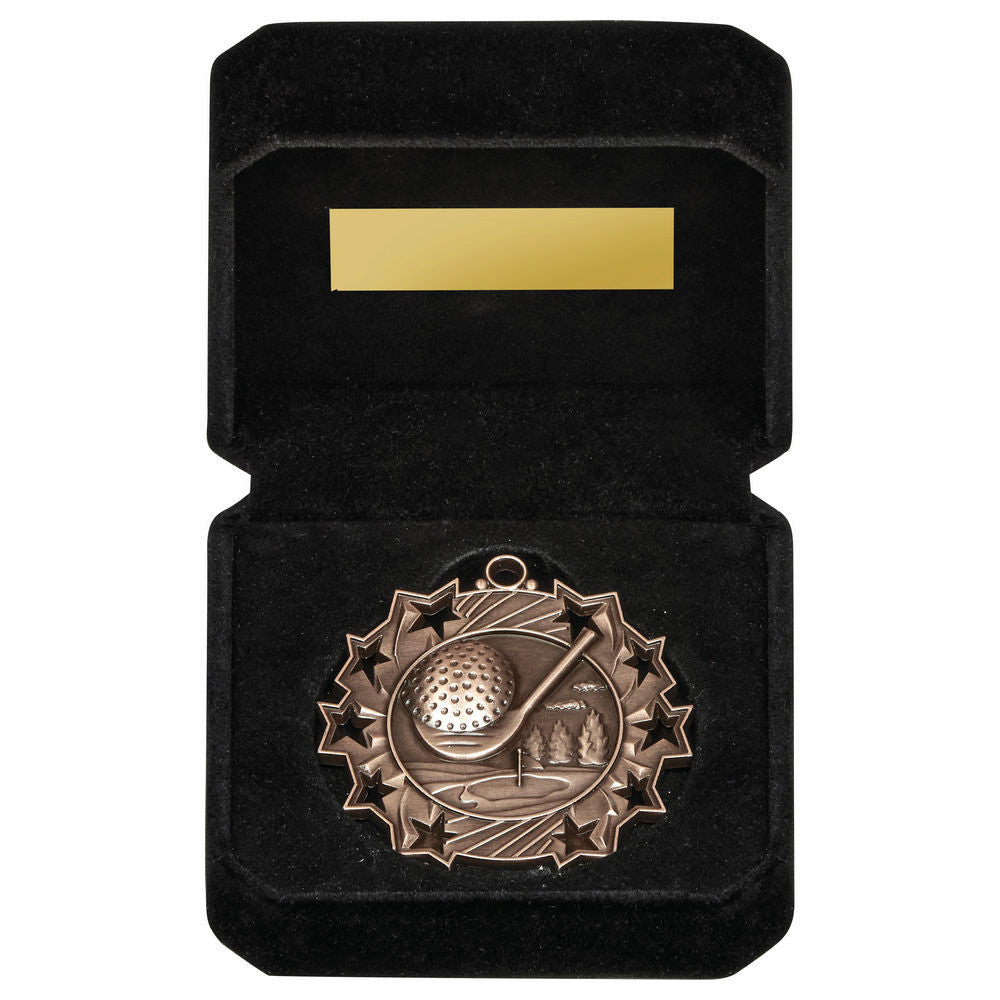 Gold 60mm Male Golf Medal in Luxury Case 60mm