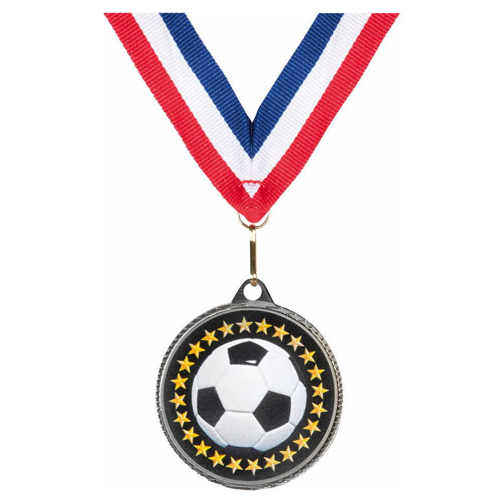 55mm Gold Football Medal with RWB Ribbon 55mm