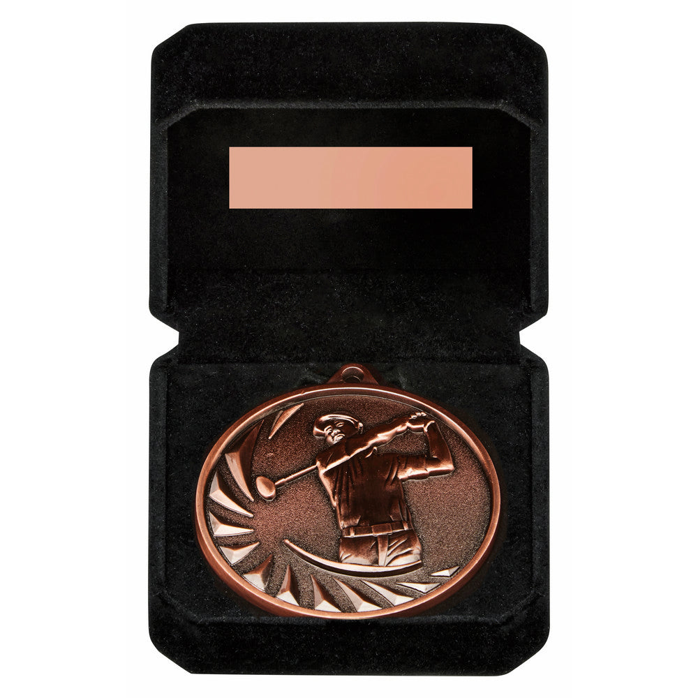 Gold 70mm Male Golf Medal in Luxury Case 70mm