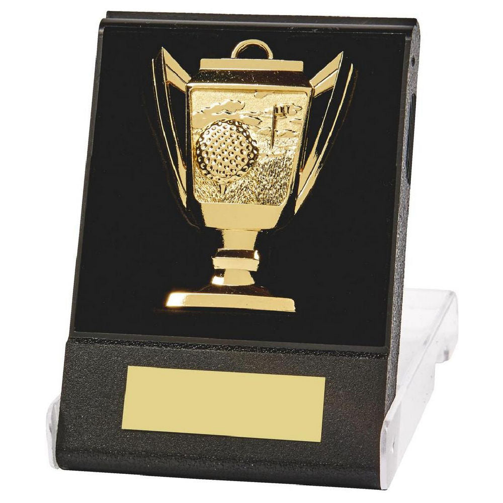 Cup Design Golf Medal in Case (Gold) 50mm