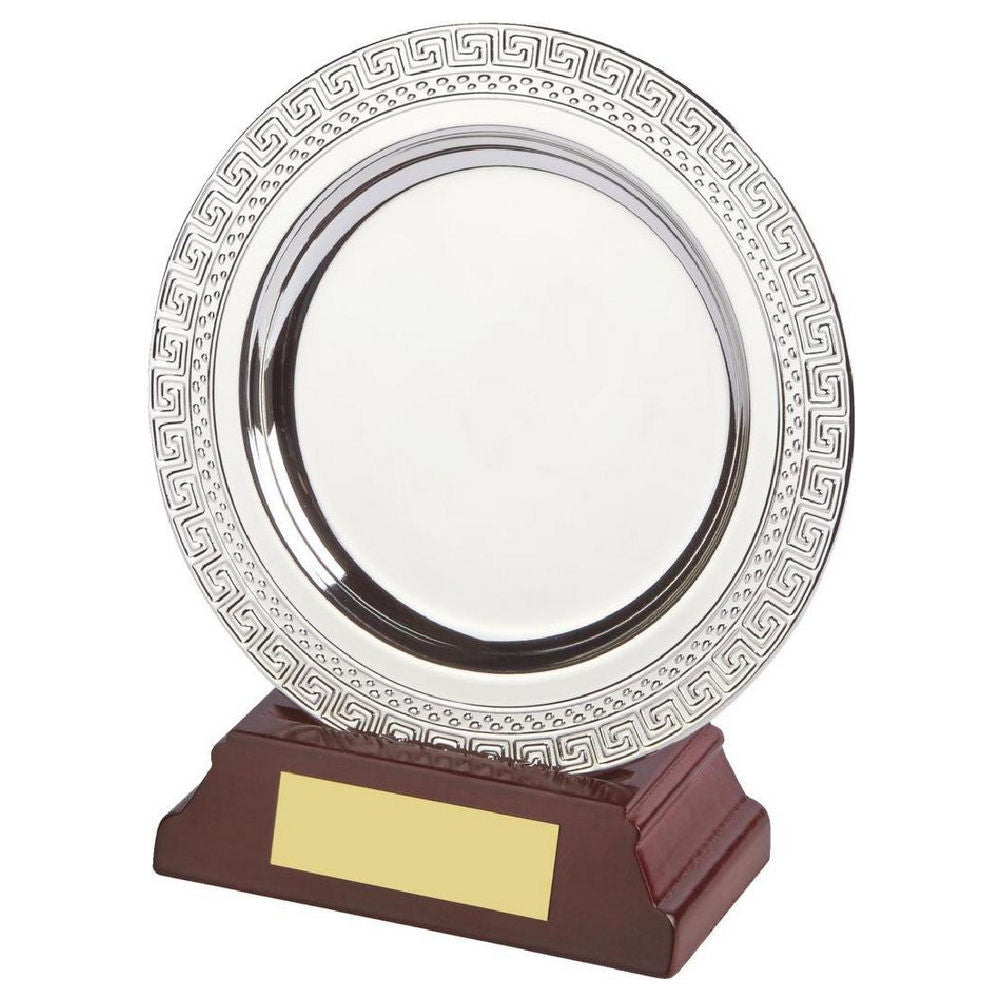 Silver Plated Salver on Wood Stand 130mm
