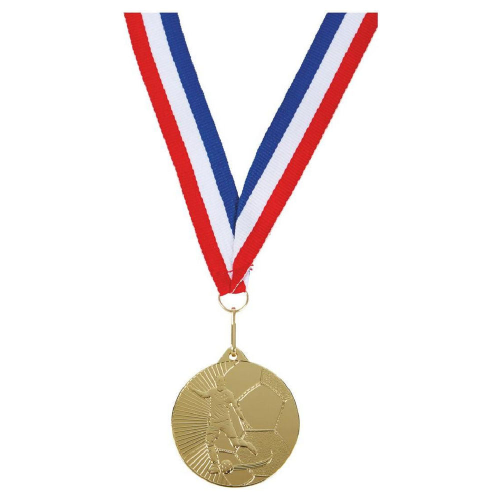 45mm Male Gold Football Medal with Ribbon 45mm