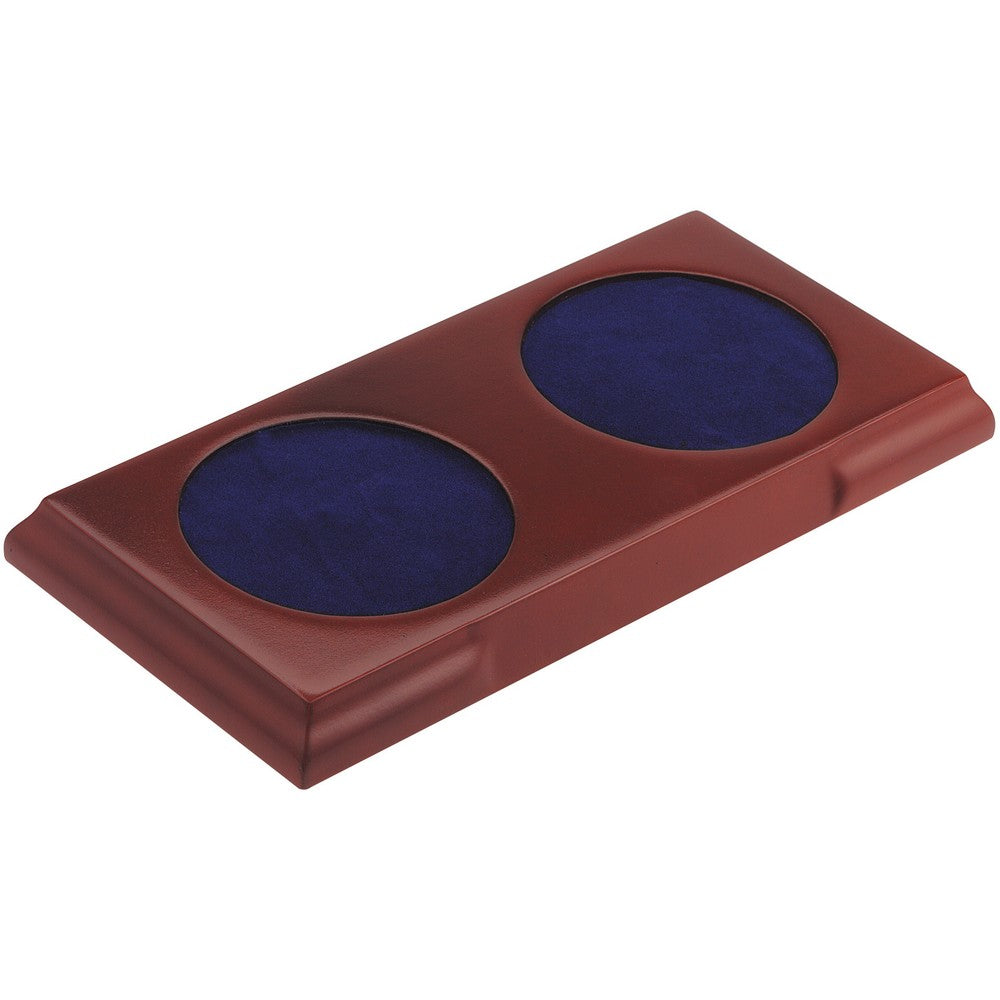 RECTANGLE WOODEN BASE - (2 x 76mm RECESS) 8.75 x 4.25in