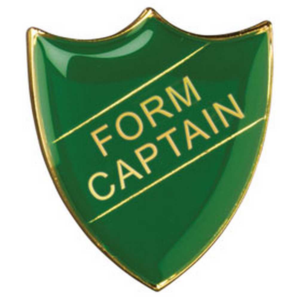 SCHOOL SHIELD BADGE (FORM CAPTAIN) GREEN - 1.25in