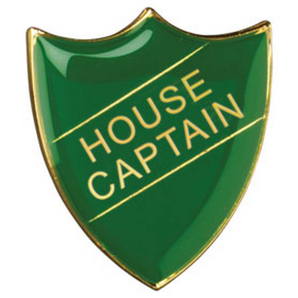 SCHOOL SHIELD BADGE (HOUSE CAPTAIN) GREEN - 1.25in
