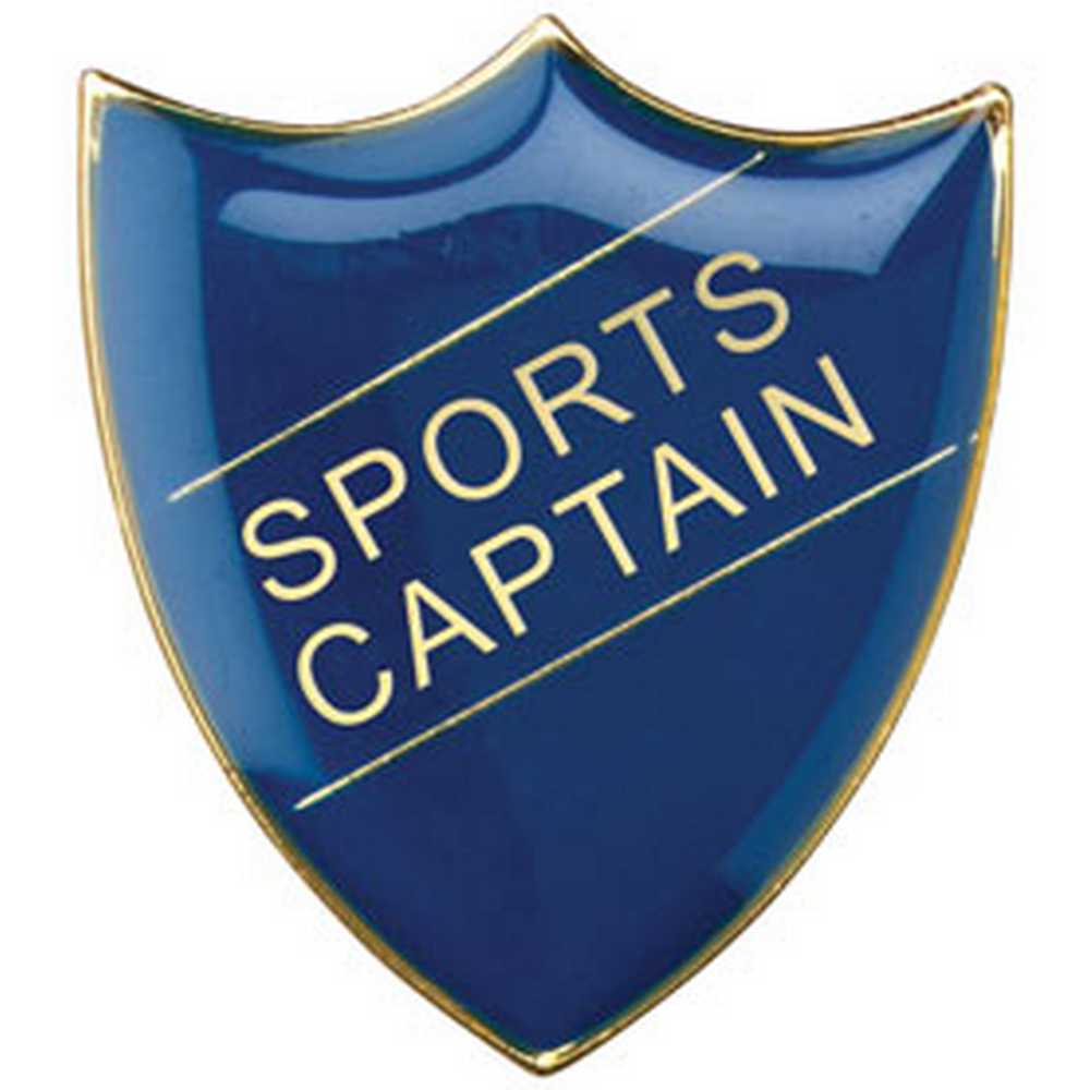 SCHOOL SHIELD BADGE (SPORTS CAPTAIN) BLUE - 1.25in