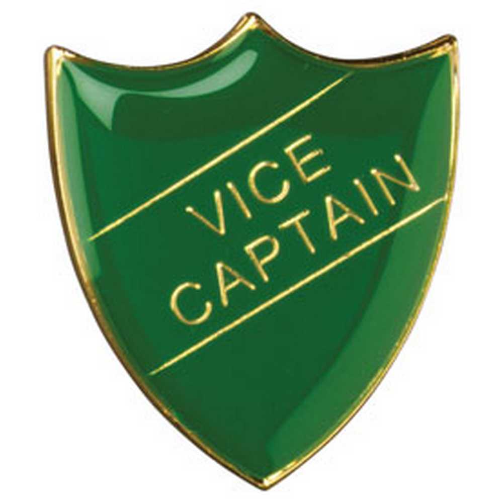 SCHOOL SHIELD BADGE (VICE CAPTAIN) GREEN - 1.25in