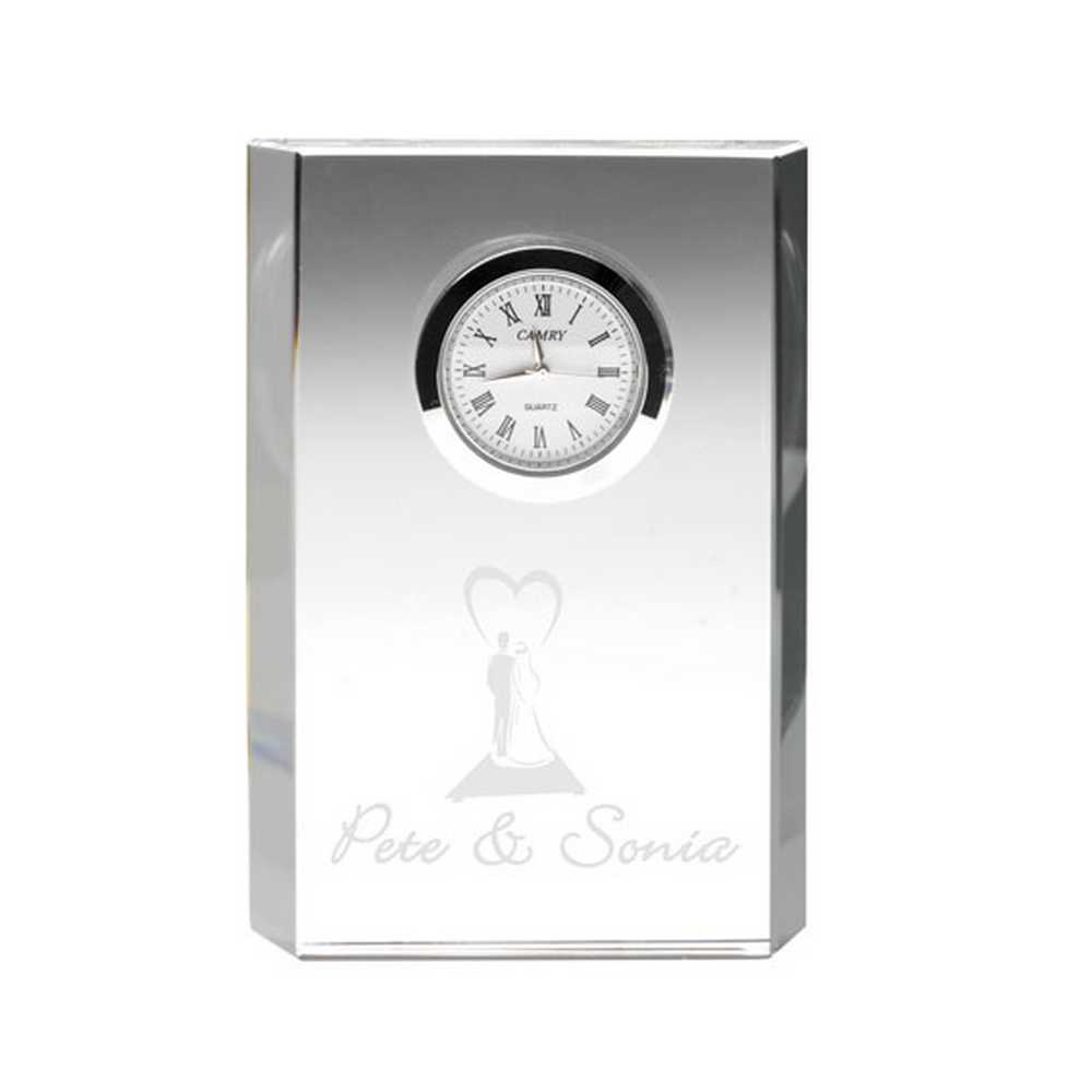 CLEAR GLASS RECTANGLE CLOCK (22mm THICK) - 4.75in