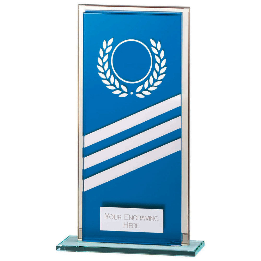 Talisman Multisport Mirror Glass Award Blue & Silver 180mm (8mm Thick)