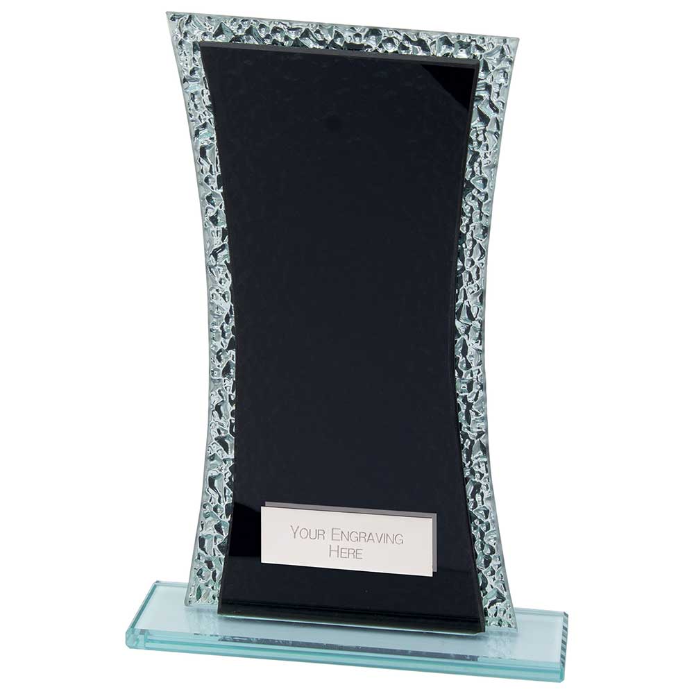Eternal Glass Award Black & Cracked Silver 165mm (5mm Thick)