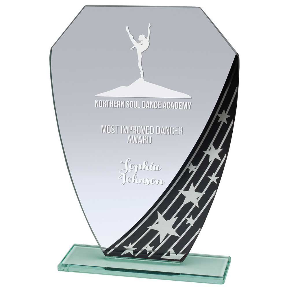 Starlight Hex Jade Glass Award Black 205mm (5mm Thick)