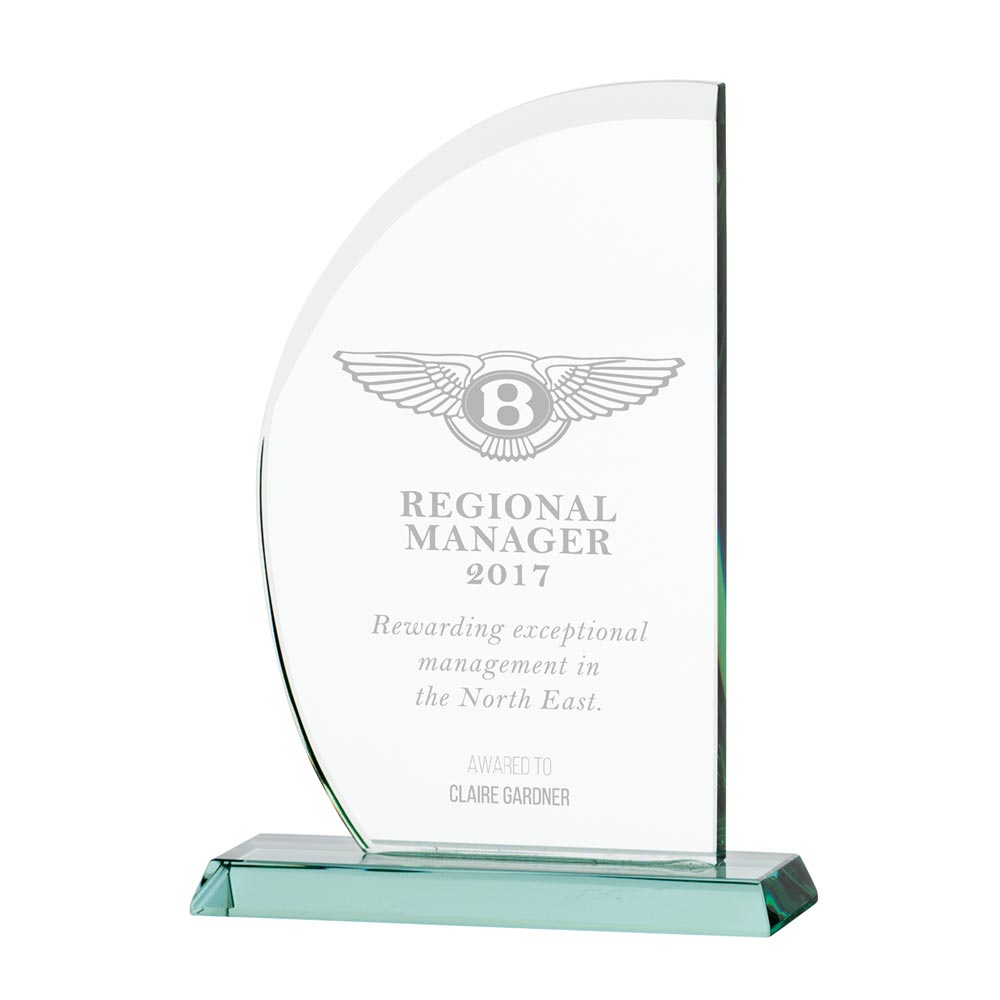 Jade Impulse Wave Glass Award 205mm (12mm Thick)
