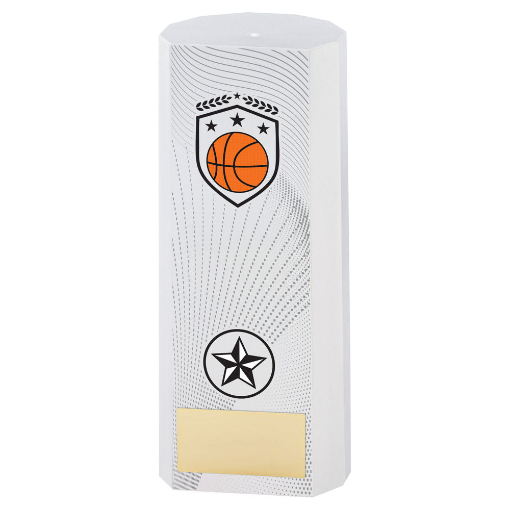 WHITE PLASTIC FILLED COLUMN BASKETBALL (1in CEN) - 8.25in