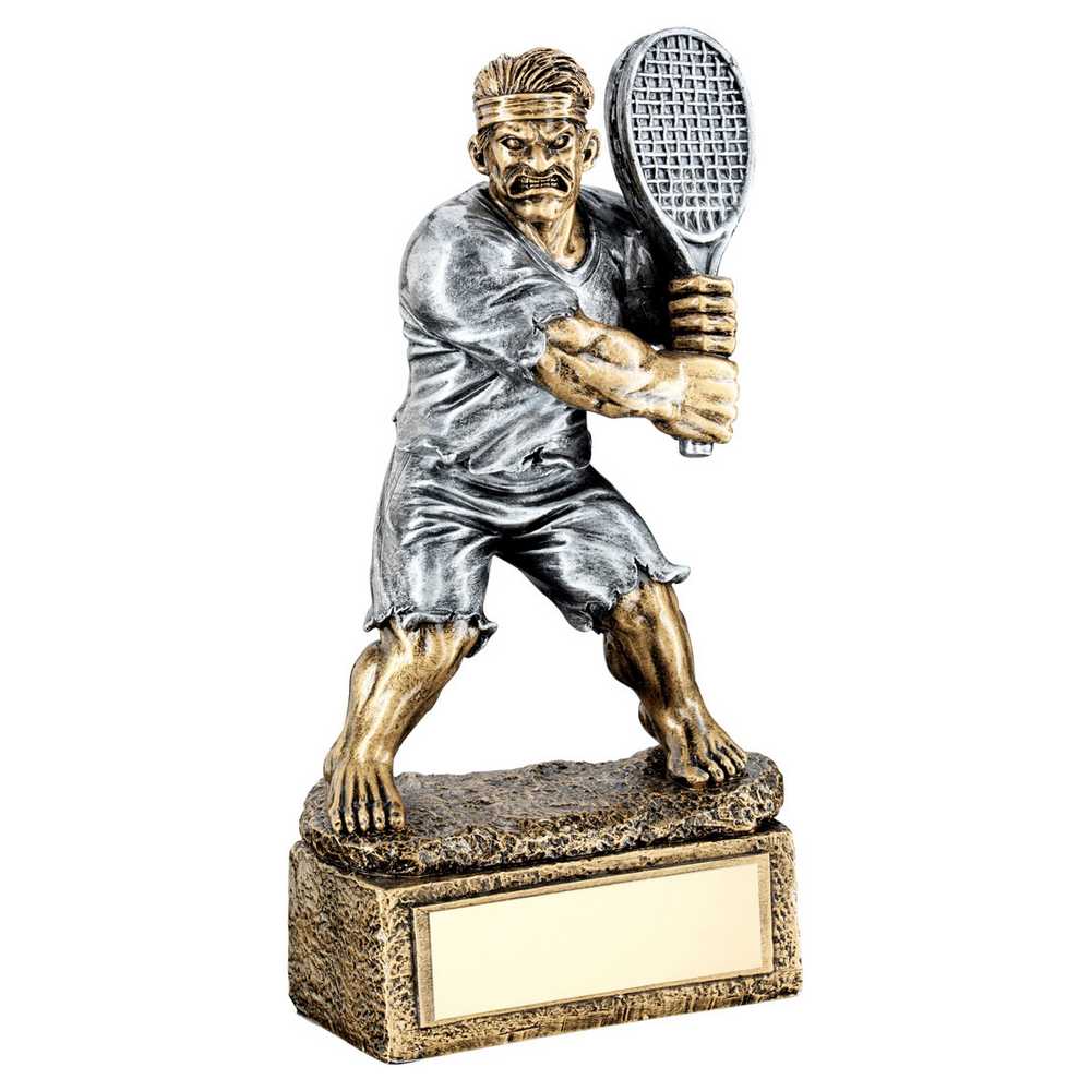 BRZ/PEW TENNIS 'BEASTS' FIGURE WITH PLATE - 6.75in