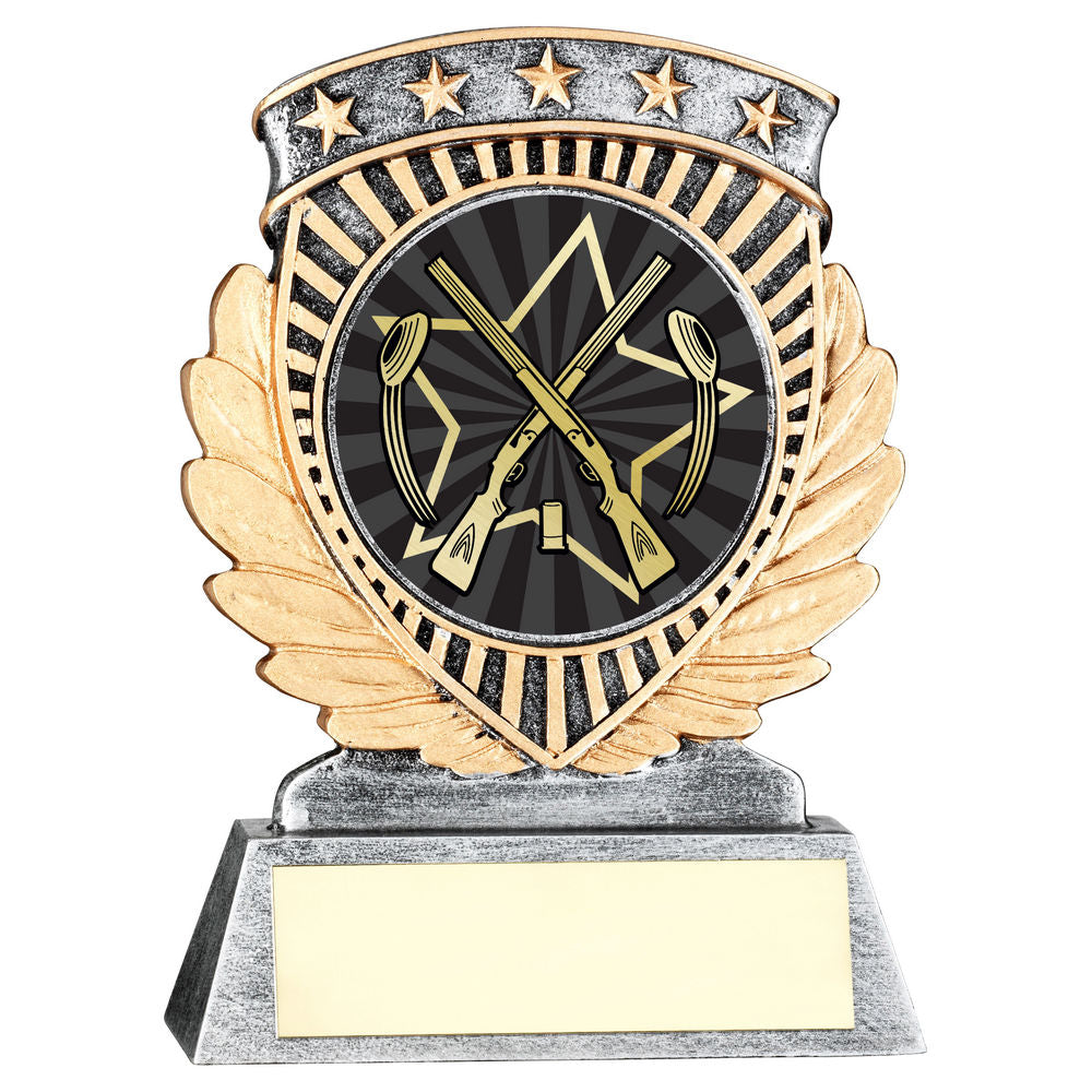 PEW/GOLD 5 STAR HOLDER WITH VINYL SHOOTING INSERT & PLATE - 3.75in