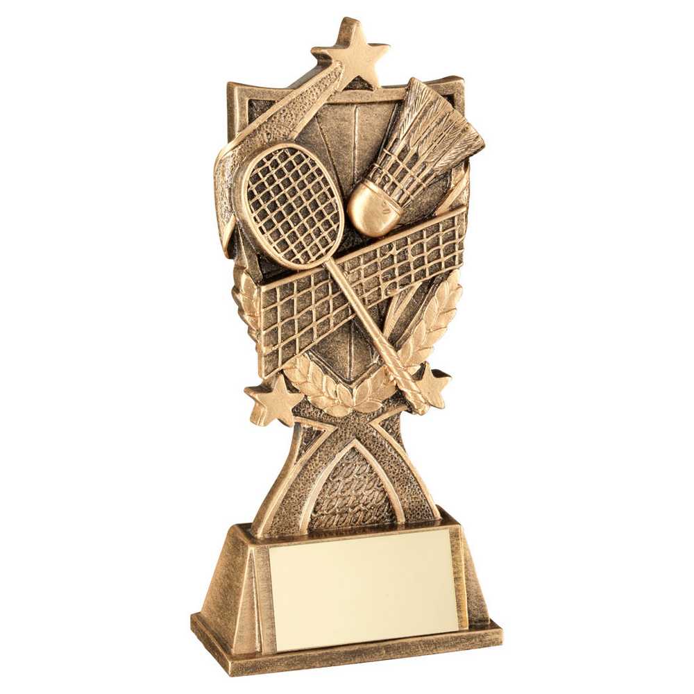BRZ/GOLD BADMINTON '3 STAR WREATH' SERIES WITH PLATE - 7.25in