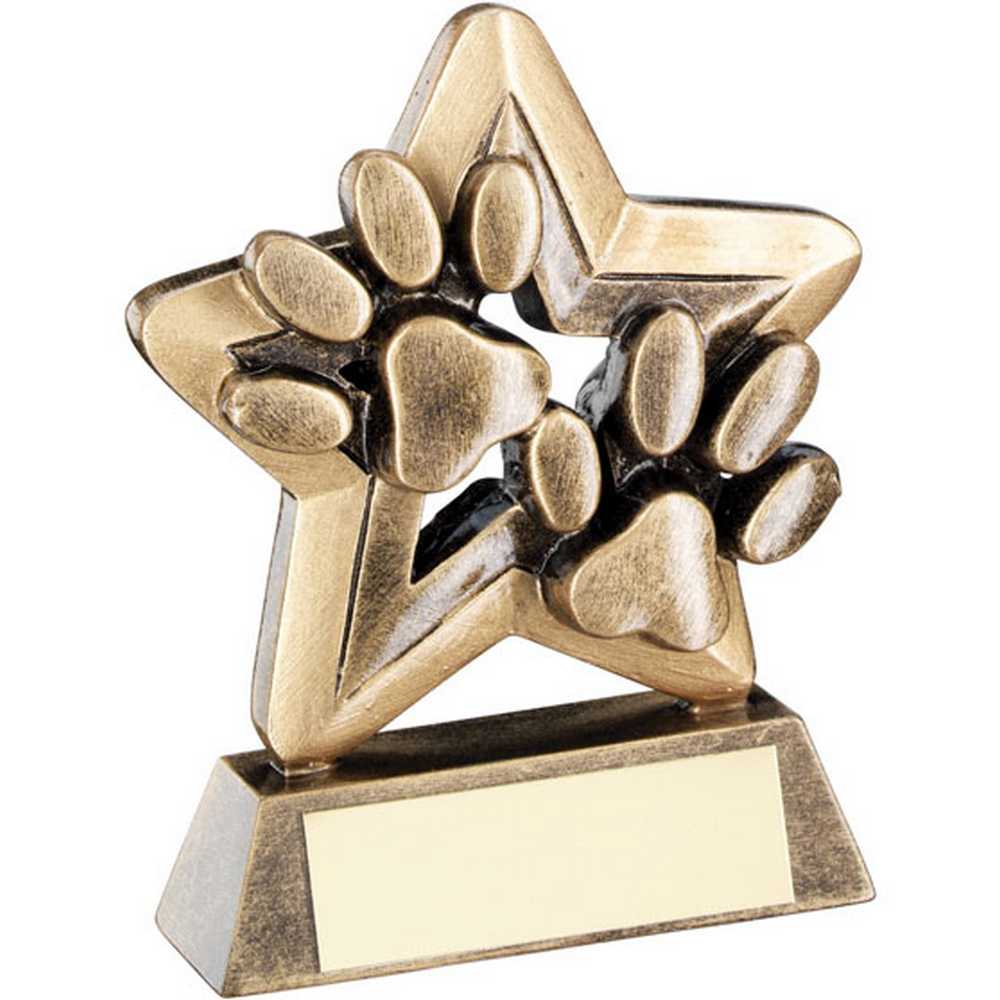 BRZ/GOLD DOG PAWS WITH PLATE MINI STAR WITH PLATE - 3.75in