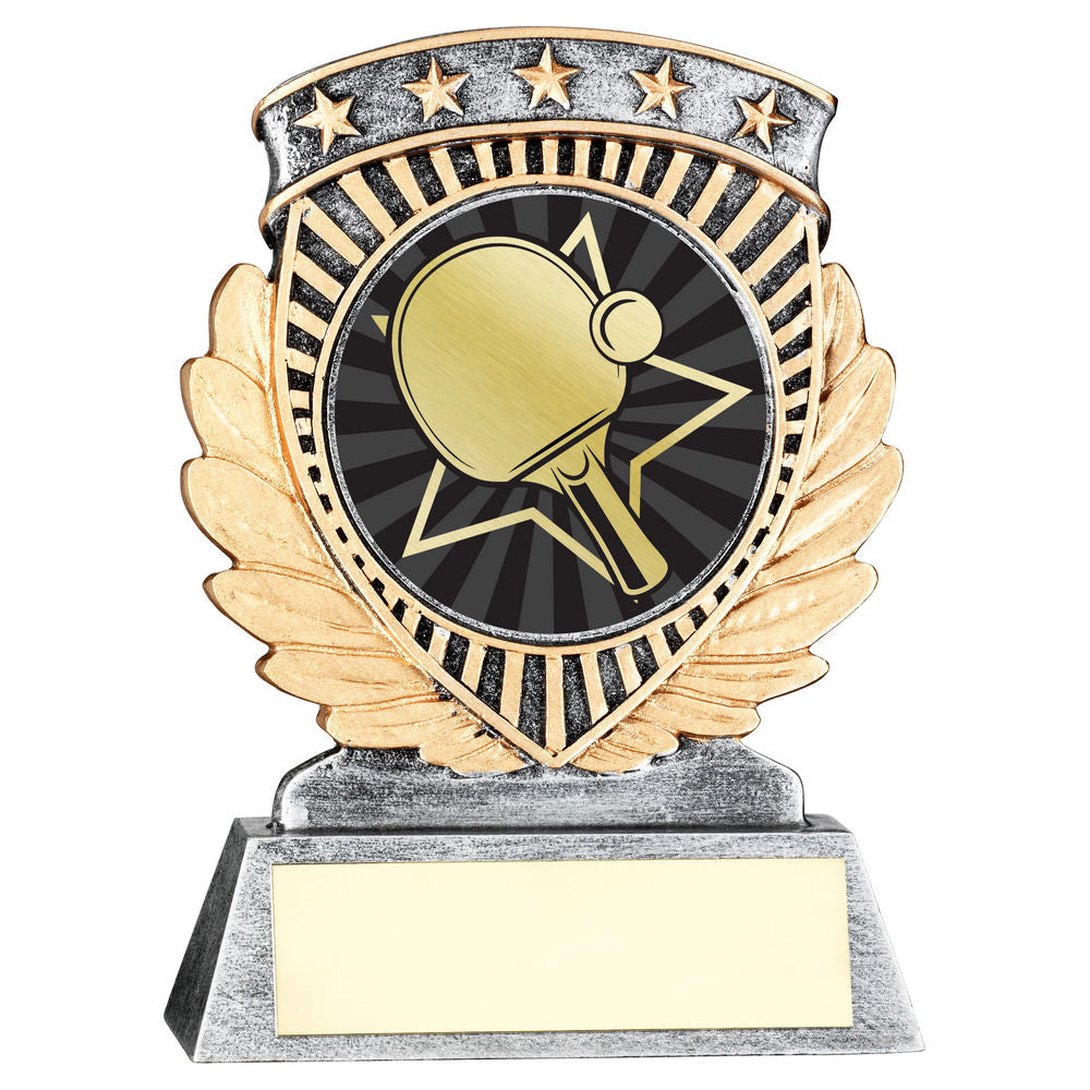PEW/GOLD 5 STAR HOLDER WITH VINYL TABLE TENNIS INSERT & PLATE - 3.75in