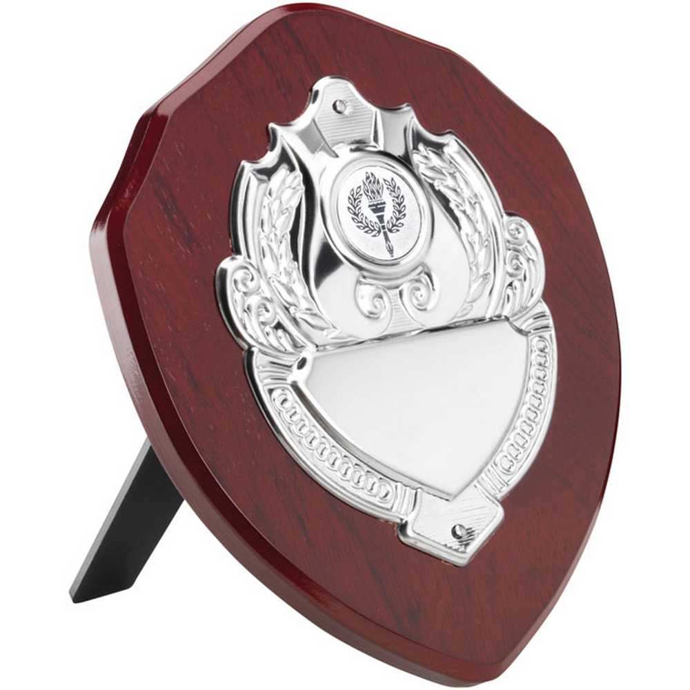 ROSEWOOD SHIELD WITH CHROME FRONT (1in CENTRE) - 5in