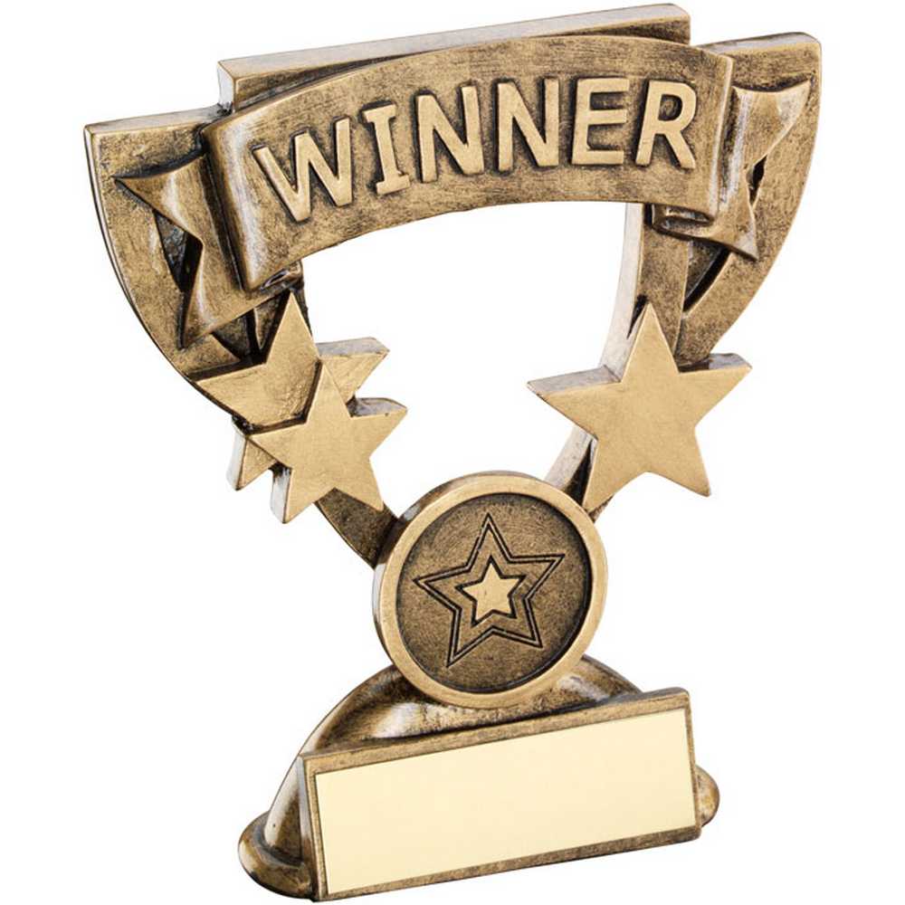 BRZ/GOLD MINI CUP WITH PLATE (1in CENTRE) WNR - 4.25in