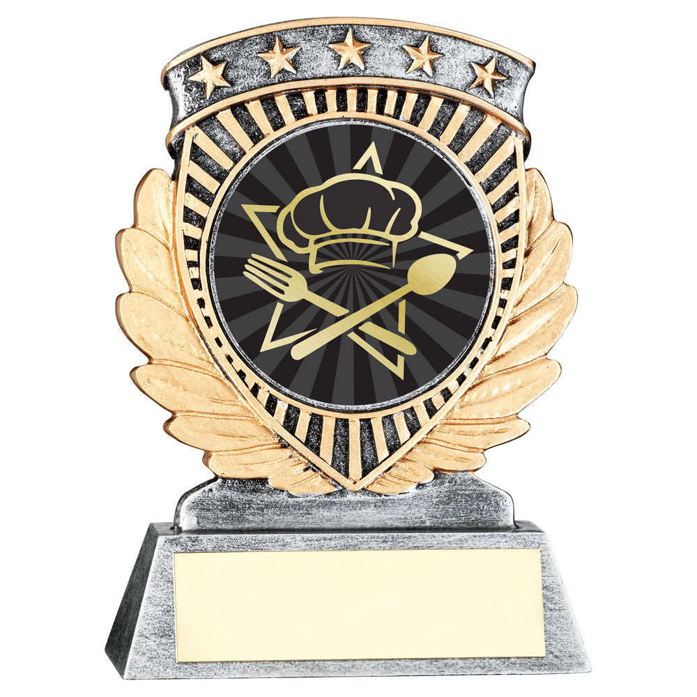 PEW/GOLD 5 STAR HOLDER WITH VINYL COOKING INSERT & PLATE - 3.75in