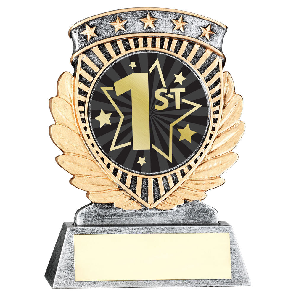 PEW/GOLD 5 STAR HOLDER WITH VINYL FIRST INSERT & PLATE - 4.5in