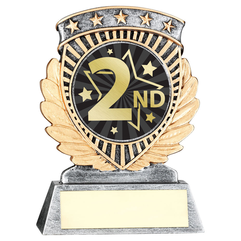 PEW/GOLD 5 STAR HOLDER WITH VINYL SECOND INSERT & PLATE - 3.75in