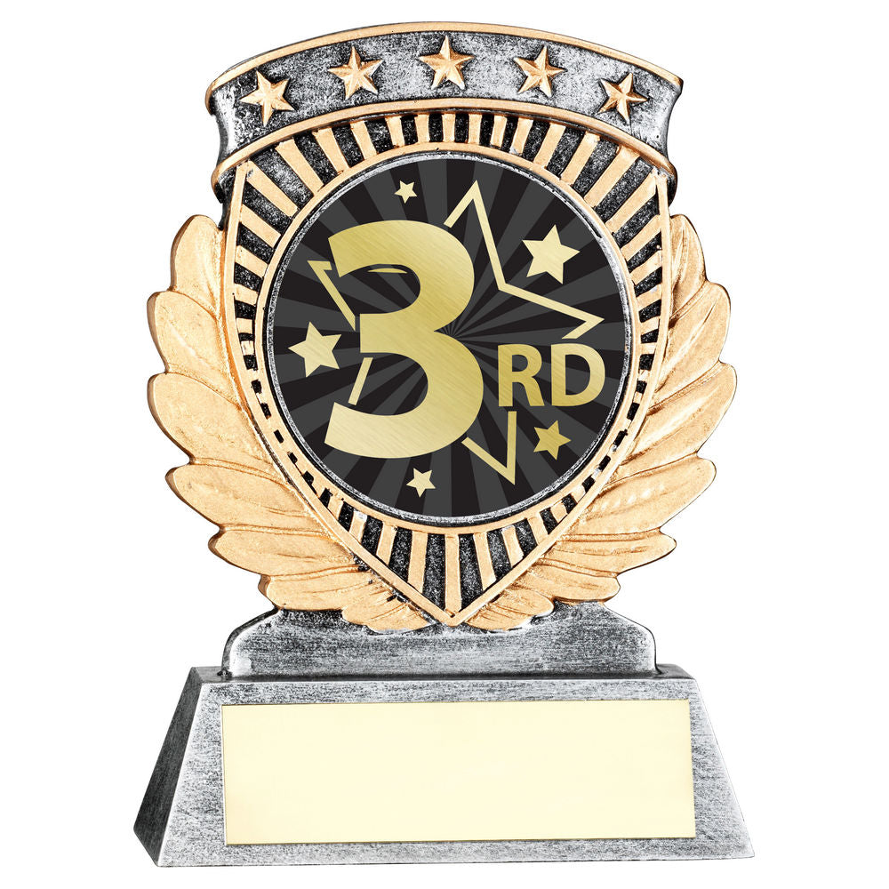 PEW/GOLD 5 STAR HOLDER WITH VINYL THIRD INSERT & PLATE - 3.75in