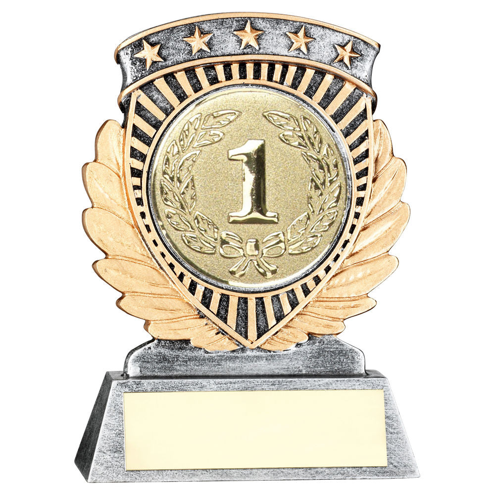 PEWTER/GOLD 5 STAR HOLDER WITH PLATE (2in CEN) - 4.5in