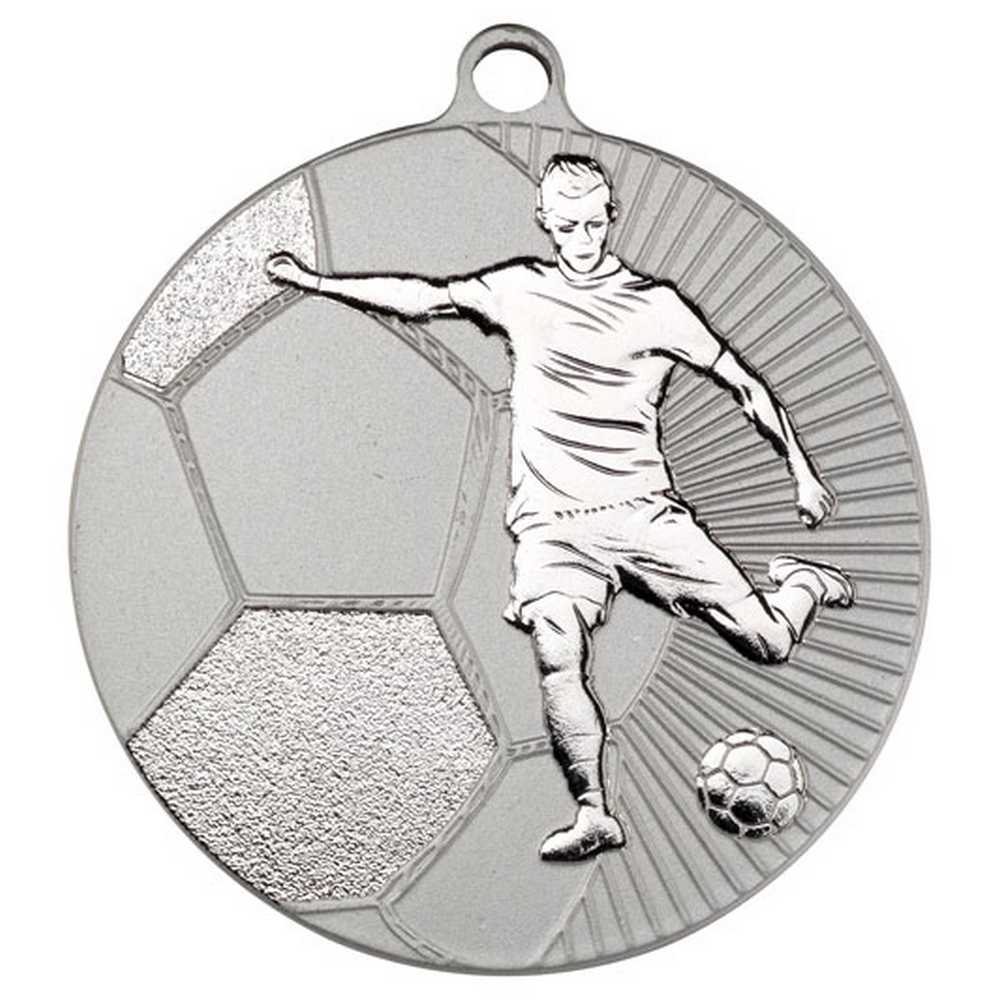 FOOTBALL TWO COLOUR MEDAL MATT SILVER/SILVER - 2.75in