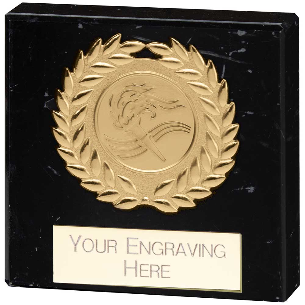 Tribute Wreath Medallion Marble Award Gold 75mm