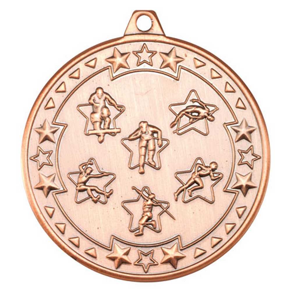 MULTI ATHLETICS TRI STAR MEDAL BRONZE - 2in