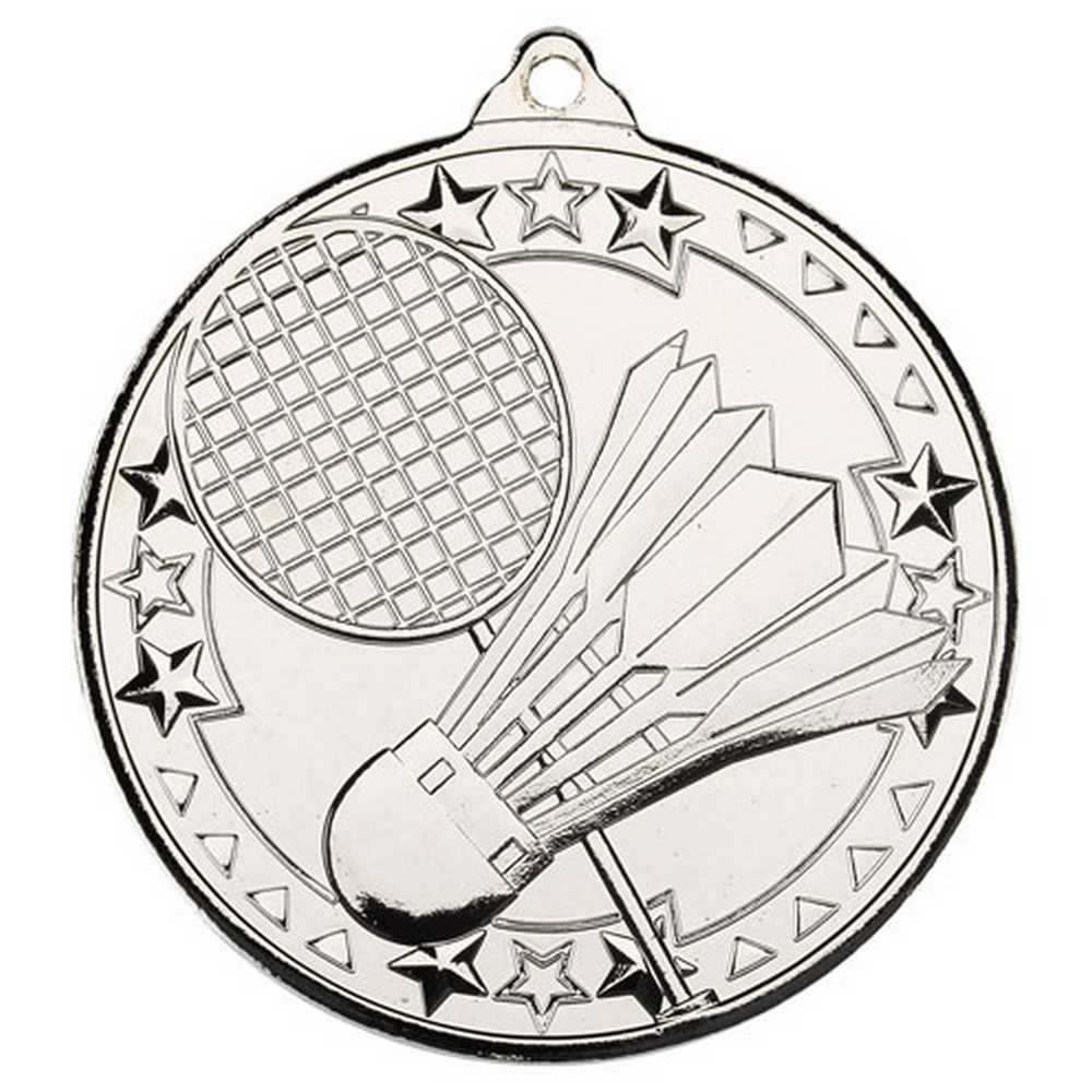 BADMINTON TRI STAR MEDAL SILVER - 2in
