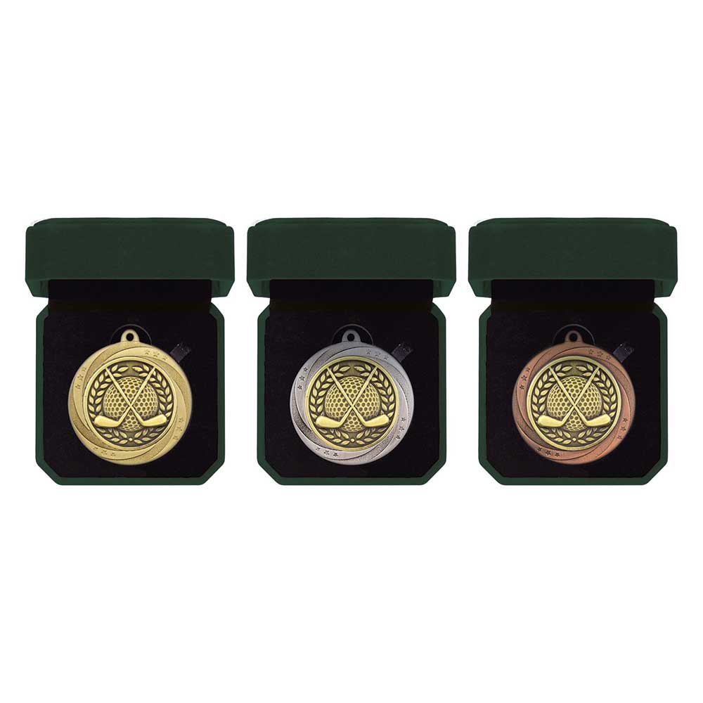 Superstar Golf Medal & Box Silver 60mm