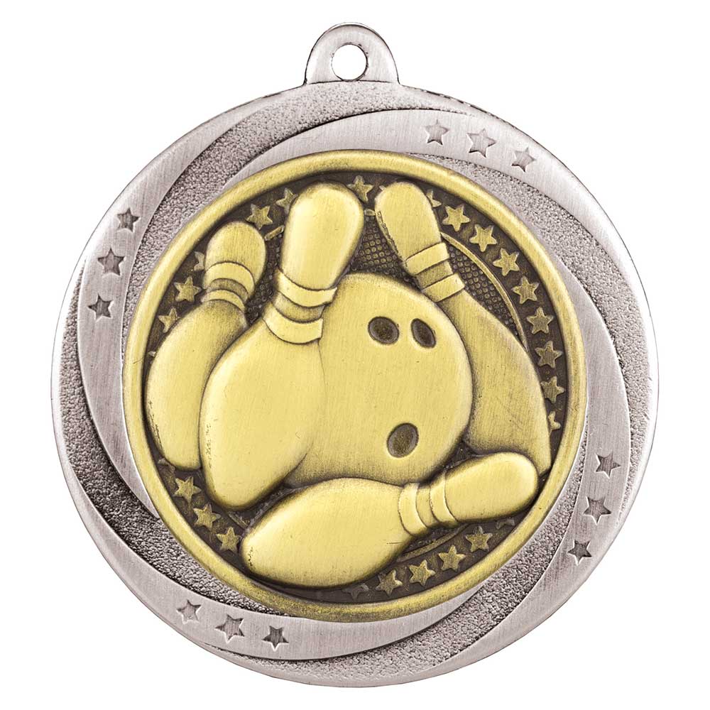 Superstar Ten Pin Bowling Medal Silver 60mm