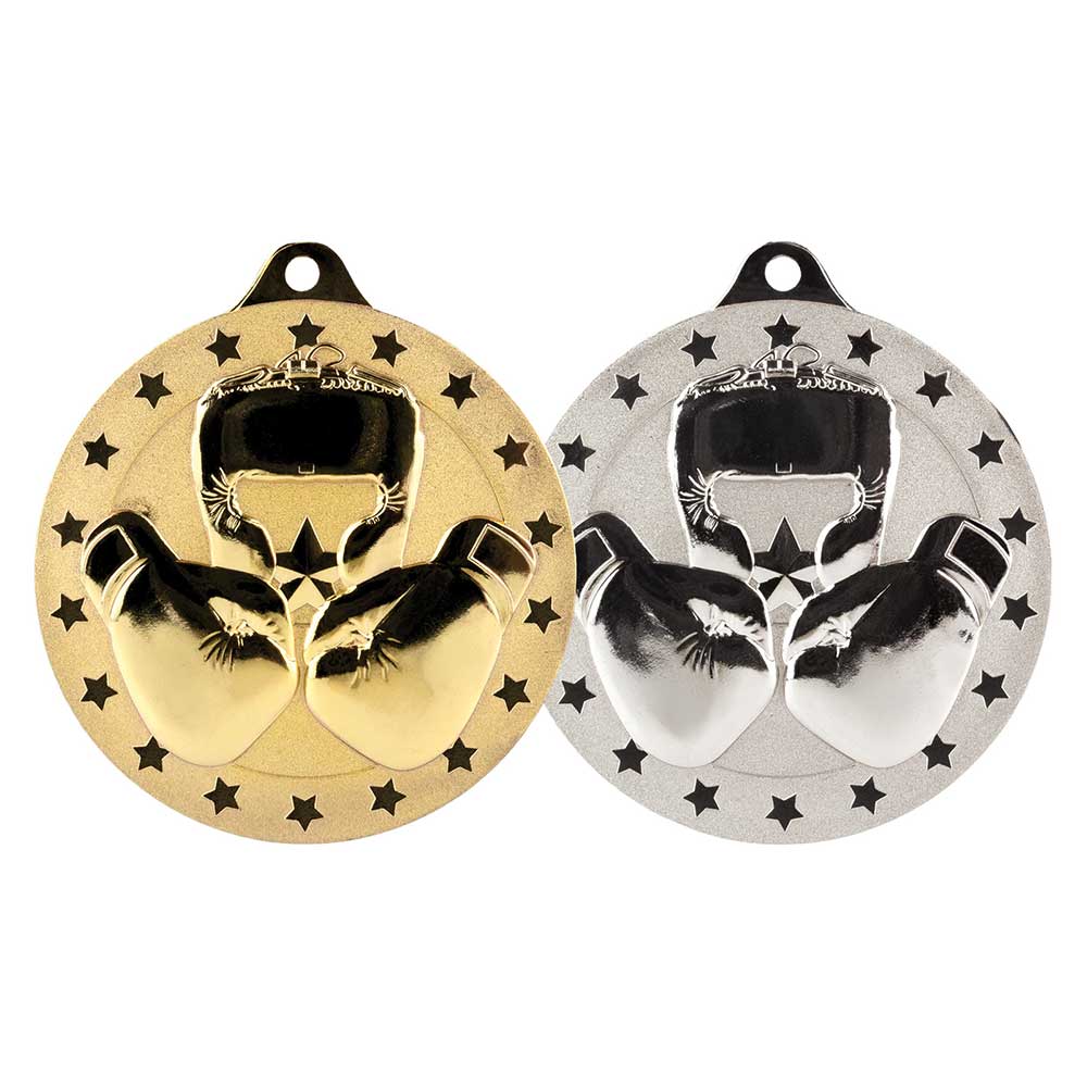 Cascade Stars Boxing Medal Silver 70mm