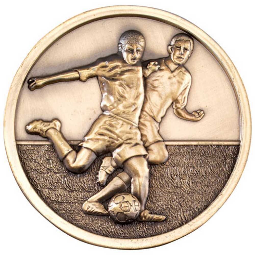 FOOTBALL PLAYERS MEDALLION ANTIQUE GOLD - 2.75in