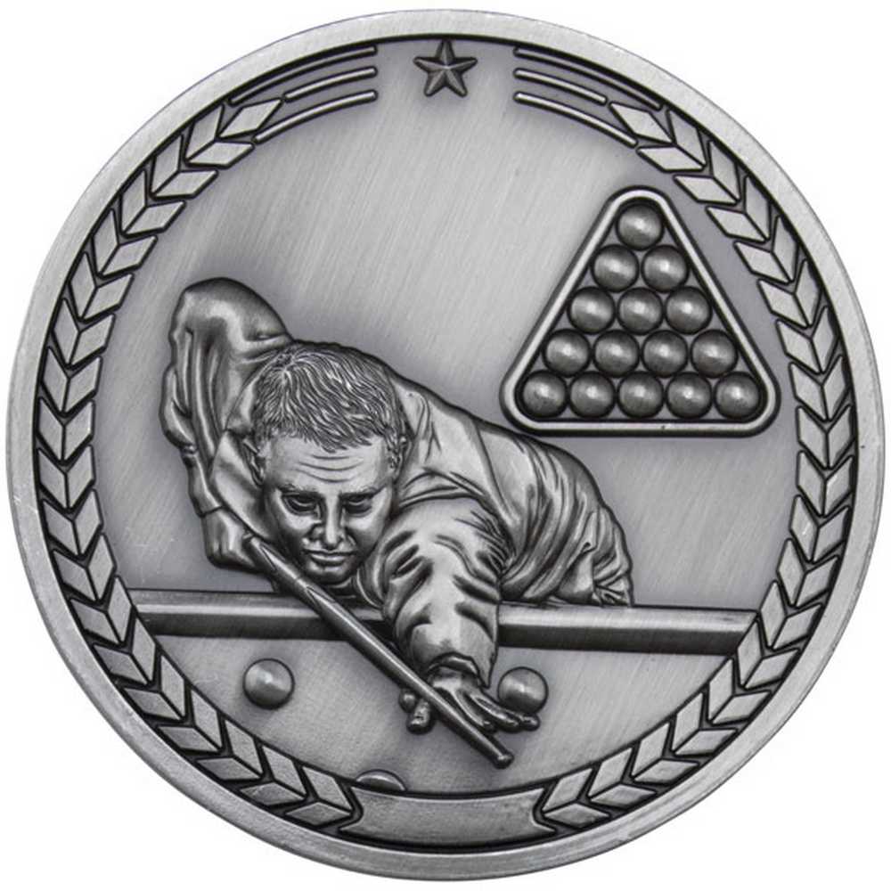 POOL/SNOOKER MEDALLION ANTIQUE SILVER - 2.75in