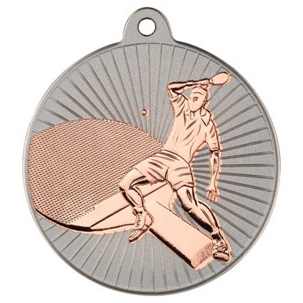 TABLE TENNIS TWO COLOUR MEDAL MATT SILVER/BRONZE - 2in