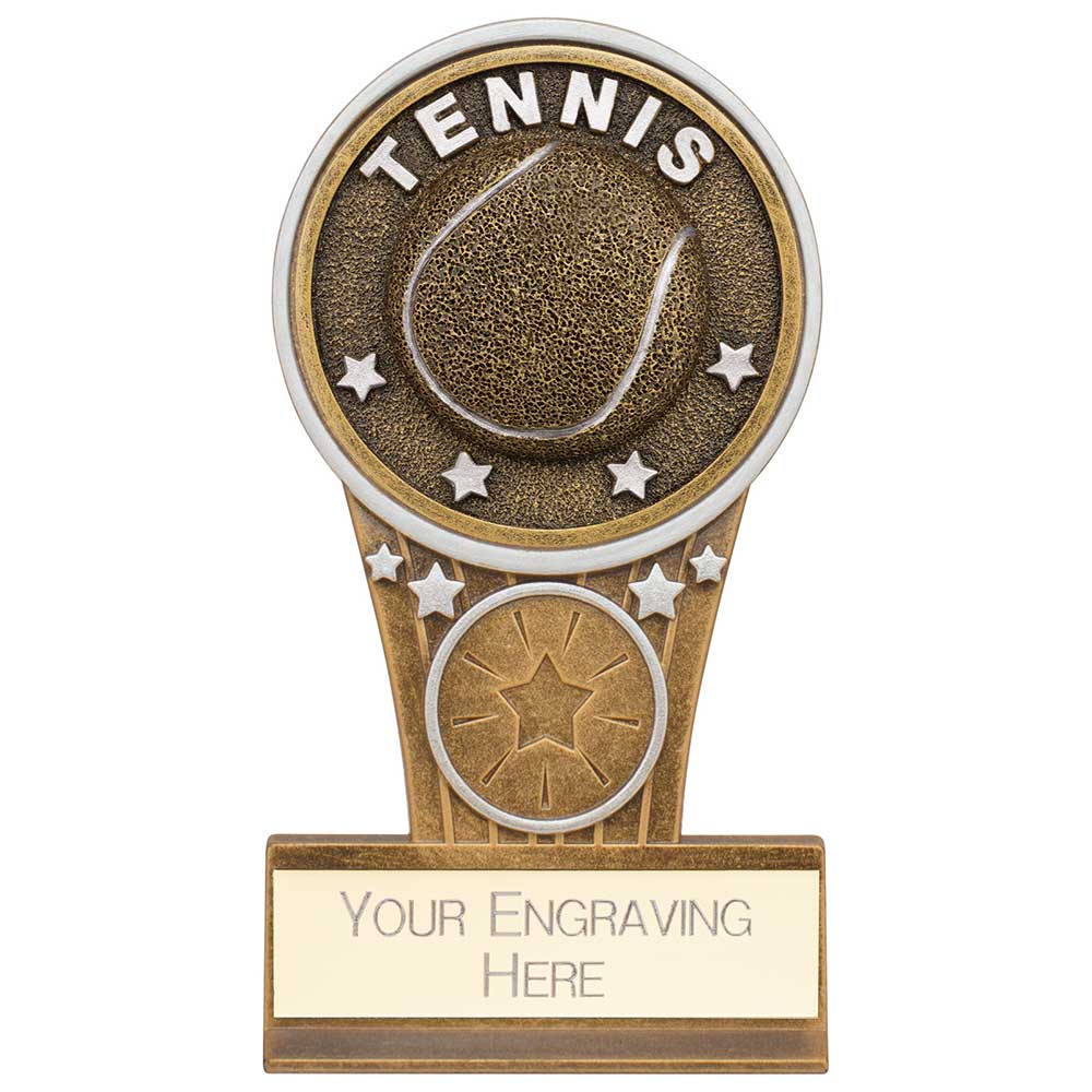 Ikon Tower Tennis Plaque Award Antique Silver & Gold 125mm