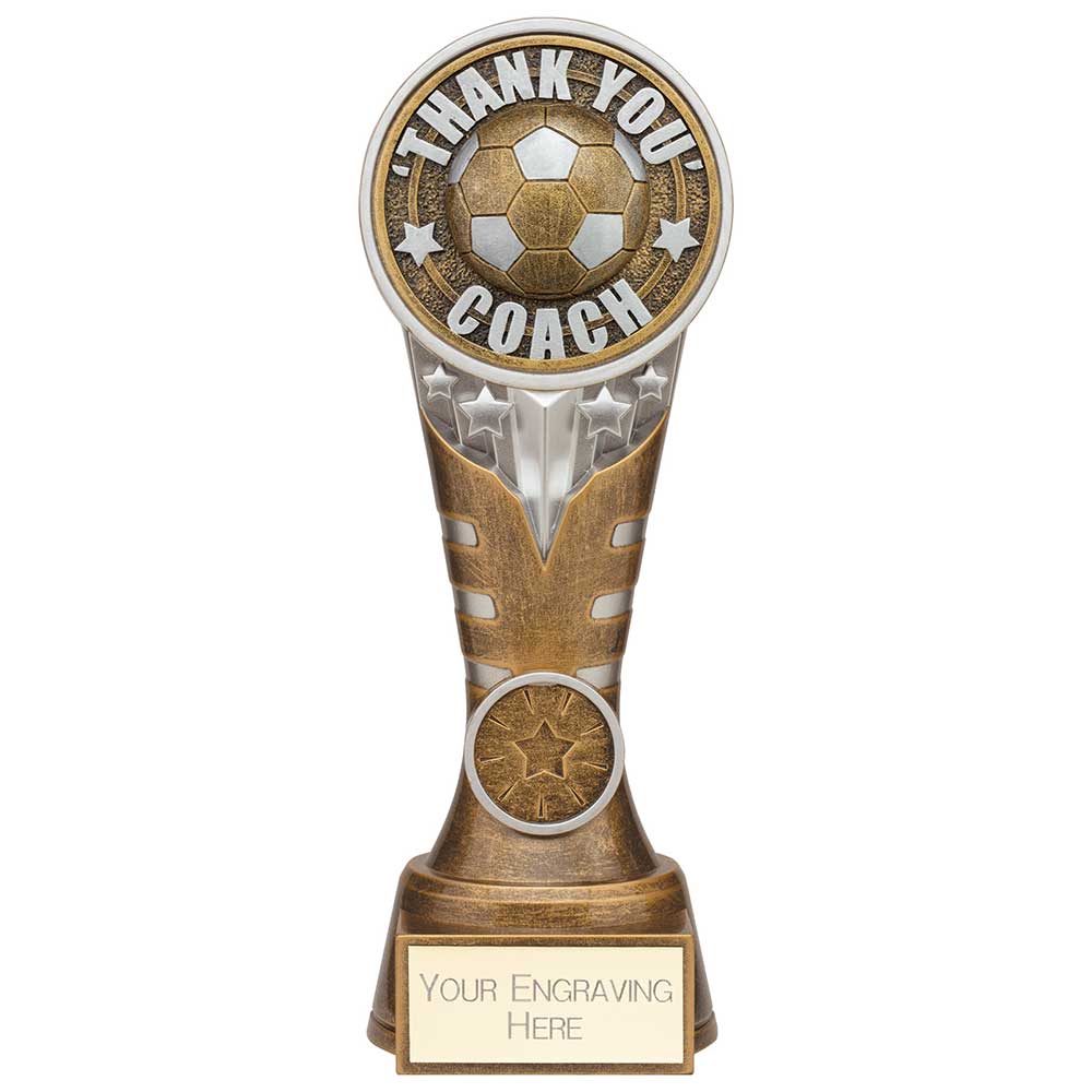 Ikon Tower Thank you Coach Award Antique Silver & Gold 200mm