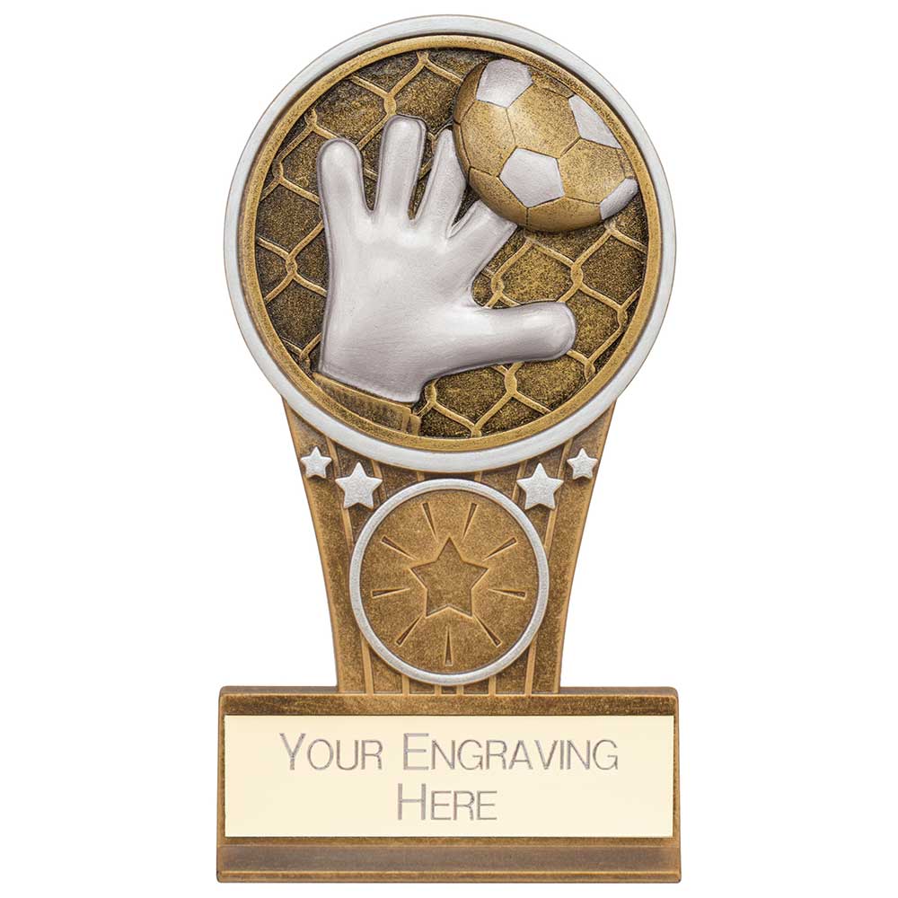 Ikon Tower Goalkeeper Plaque Award Antique Silver & Gold 125mm
