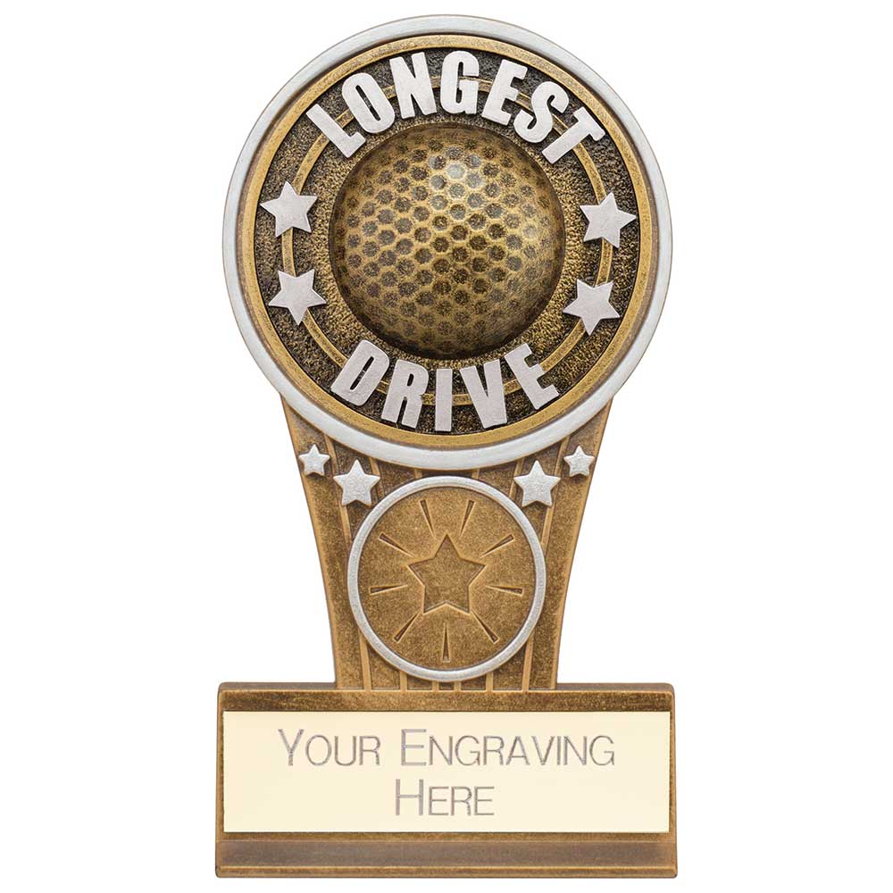 Ikon Tower Longest Drive Plaque Award Antique Silver & Gold 125mm