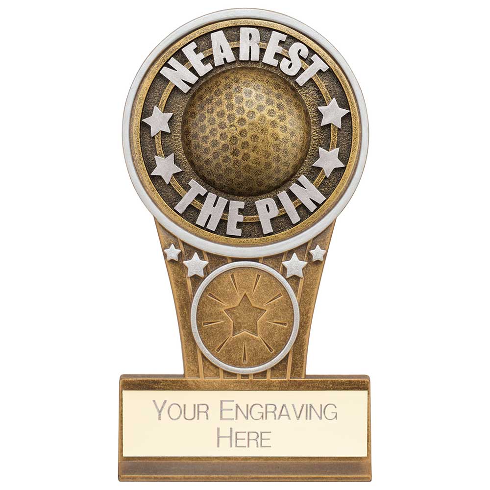Ikon Tower Nearest the Pin Plaque Award Antique Silver & Gold 125mm