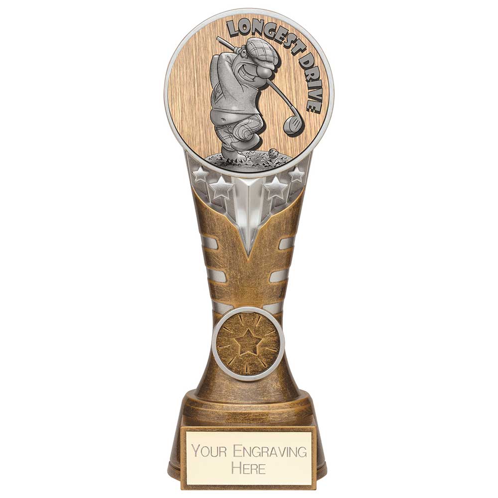 Ikon Goof Balls Longest Drive Award Antique Silver & Gold 200mm