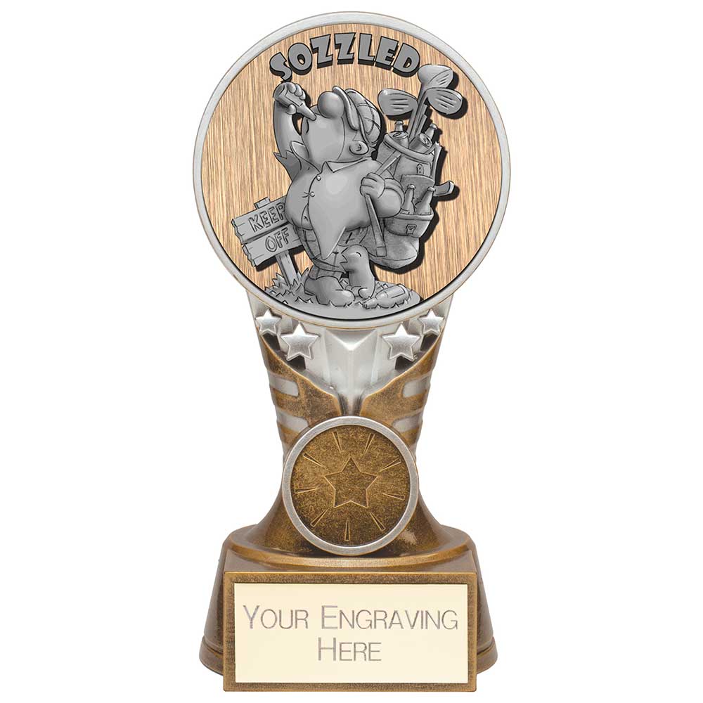 Ikon Goof Balls Sozzled Award Antique Silver & Gold 150mm