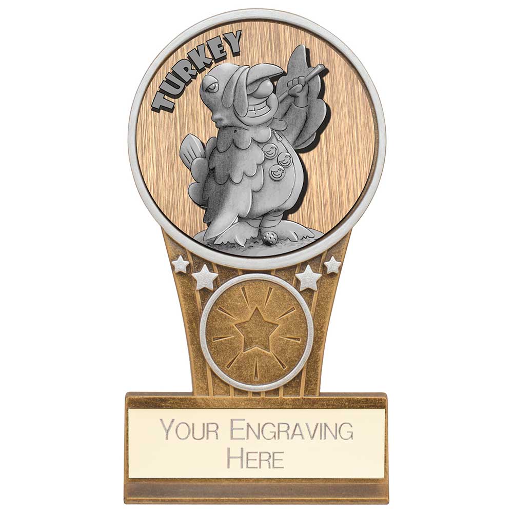 Ikon Goof Balls Turkey Plaque Award Antique Silver & Gold 125mm
