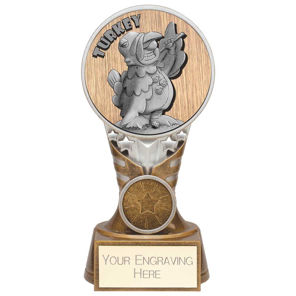 Ikon Goof Balls Turkey Award Antique Silver & Gold 150mm