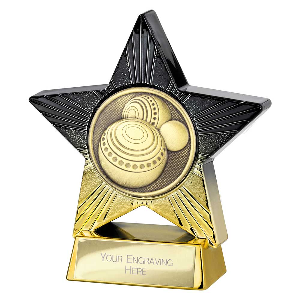 Superstar Lawn Bowls Award Black & Gold 110mm