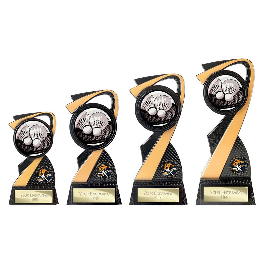Mania Tower Badminton Award Carbon Black & Gold 155mm
